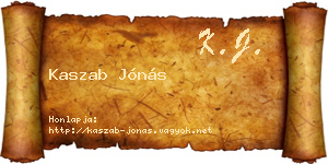Kaszab Jónás névjegykártya